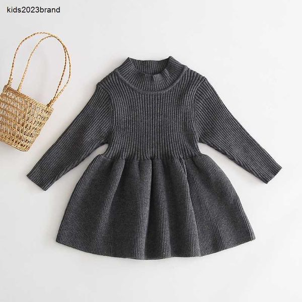 

designer girl dress autumn winter girls wool knitted sweater kids dress dresses for party and wedding baby clothes, Red;yellow