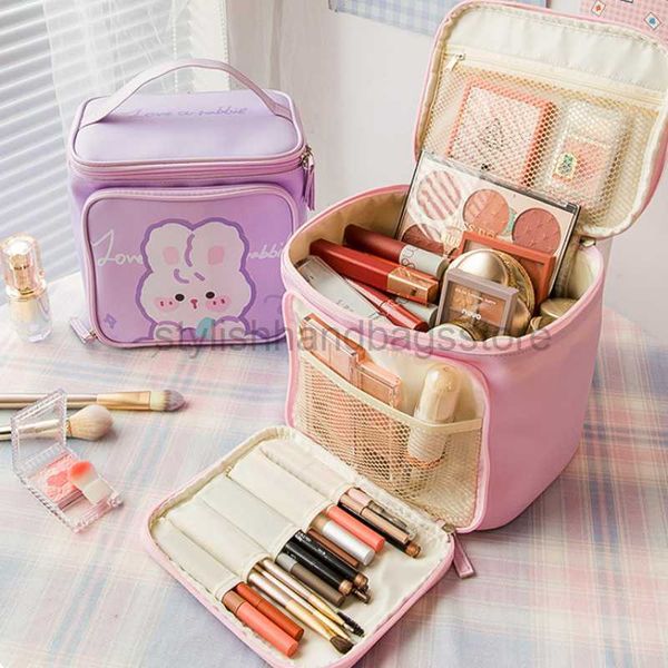 

totes kawaii women's makeup bag large capacity pu waterproof washing travel storage box beautiful portable beauty makeupstylishhandbags