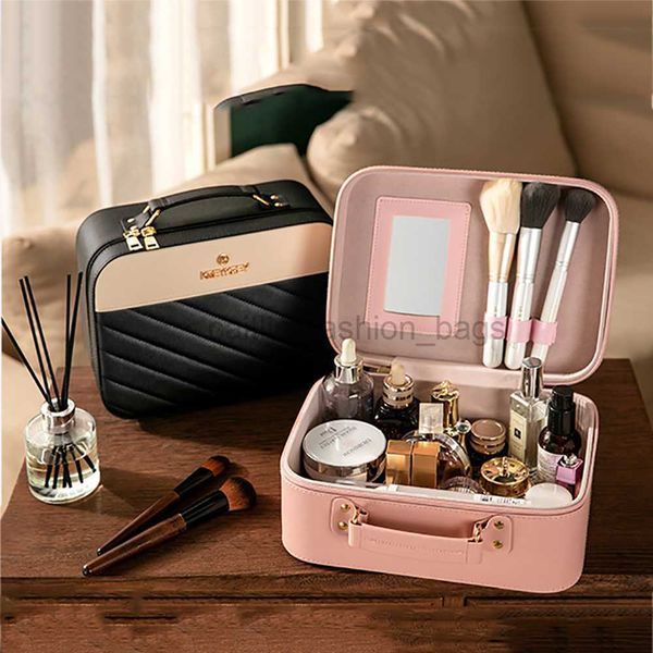 

totes large capacity makeup makeup bag pu leather portable travel wash toilet organizer women's storage handheld box 2023 new caitlin_f