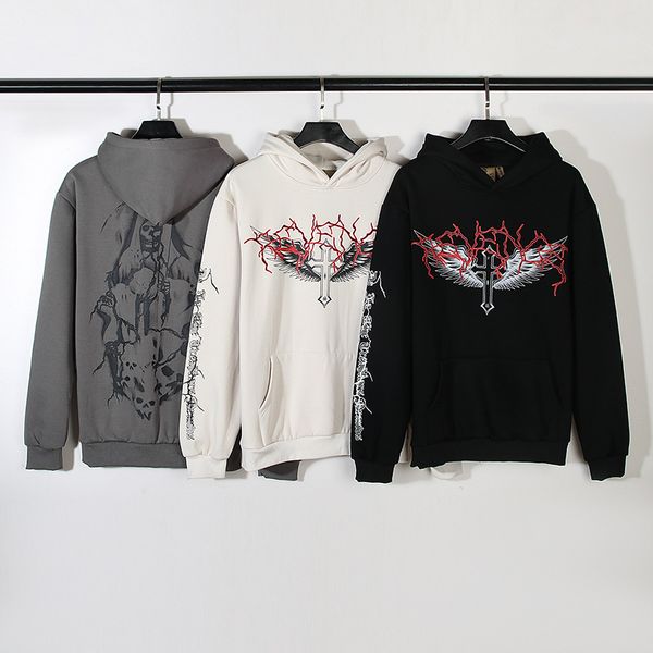 

sweatshirts hoodies men vintage flash print sweatshirt pullover hoode hip hop pullover streetwear 3 colors, Black;brown