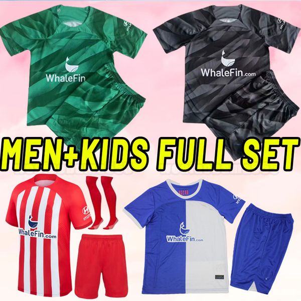 

full set atletico 23 24 madrids soccer jerseys morata griezmann joao felix 2023 2024 m.llorente correa koke lemar carrasco men kids goalkeep, Black;yellow