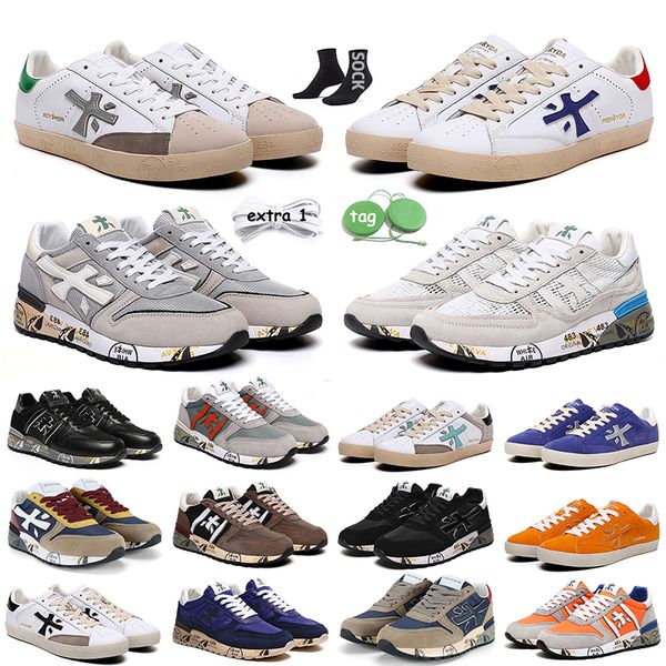 

og original luxury italy brand casual designer shoes premiata steven genuine training shoe layer leather cowskin mick lander sneakers platfr, Black