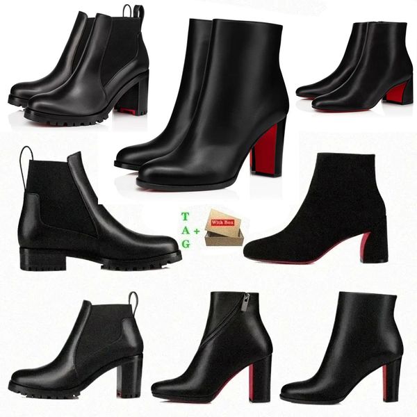 

shoes red bottom boots for women popular trendy short booties dress ankle boot heels boots luxury reds bottoms soles heel womens pumps turel, Black
