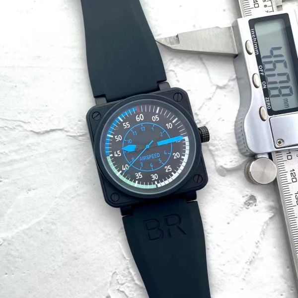 

2023 mens watch automatic mechanical bell brown leather black rubber ross 6 hands mjk001, Slivery;golden