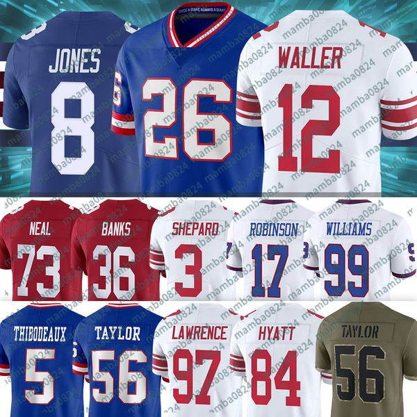 

26 saquon barkley new yorks football giantes jersey daniel jones darren waller taylor royal wan'dale robinson kayvon thibodeaux jalin h, Black;red