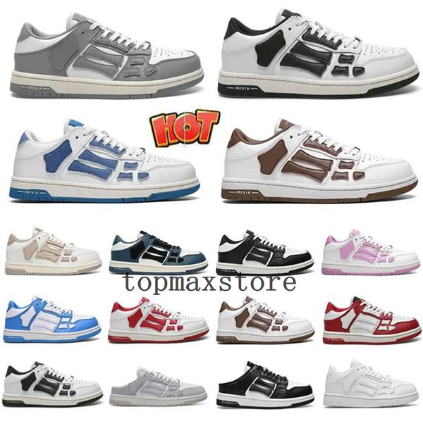 

designer skel-low casual 888 shoes skelet bones runner low skel skeleton women men retro sneakers black white genuine leather lace up 007