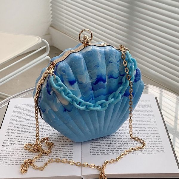 

evening bags shell shape party clutch bag elegant crossbody for women shoulder chain chic purses and handbags 230901