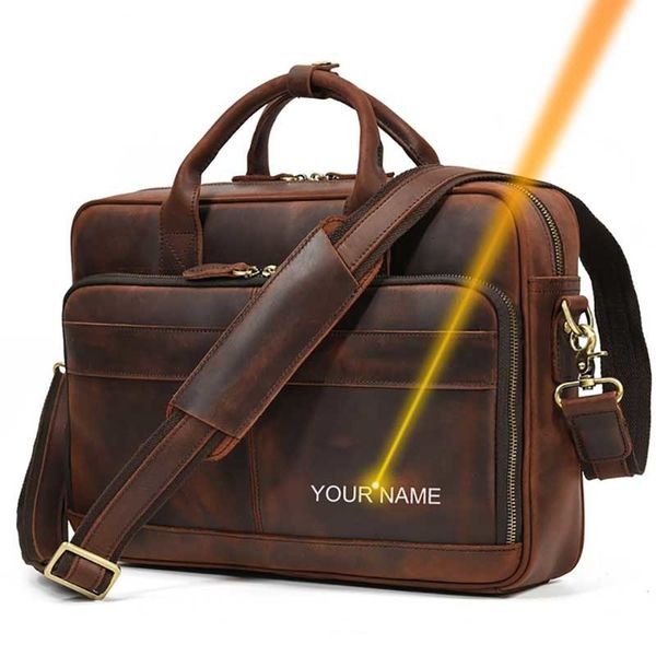 

briefcases crazy horse genuine leather men briefcase vintage 16 inch big business laphandbag large cowhide messenger shoulder bag man 230901