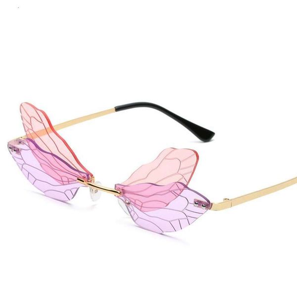 

style unique dragonfly wings sunglasses frameless funny party decoration glasses, White;black