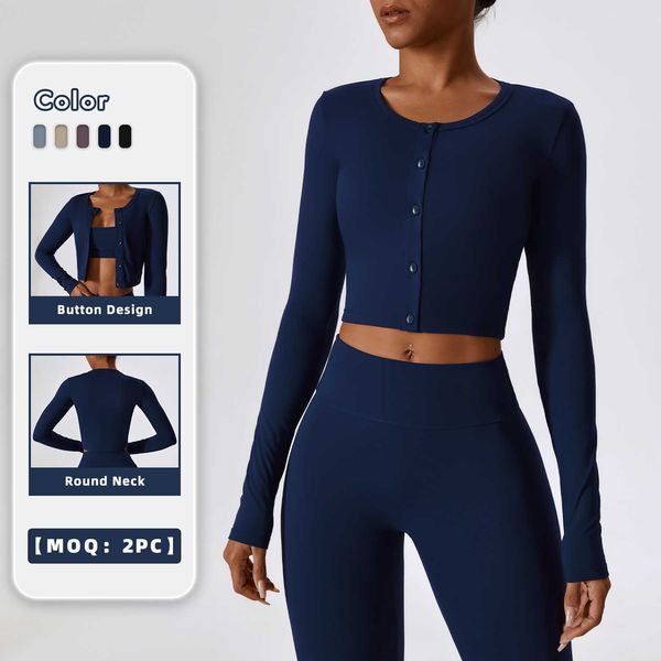

sport lu lu styles women crop long sleeve yoga button up running naked gym athletic