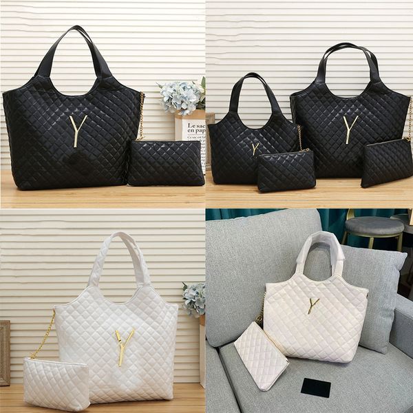 

2 pieces the designer bags the tote bag large shopping bag women bag quilted tote bags attaches handbag fashion black lambskin totes shoulde