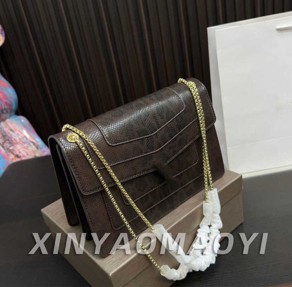 

flap snakehead crossbody bag women chain shoulder messenger bags cowhide leather solid color handbags purse wallets multiple colors 104755