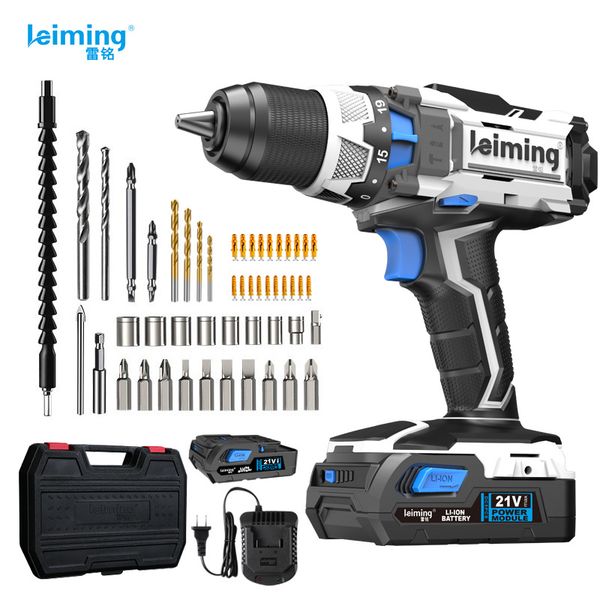 

leiming industrial rechargeable hand drill handgun drill turn electric screwdriver household hammer drill lithium battery tools h220510