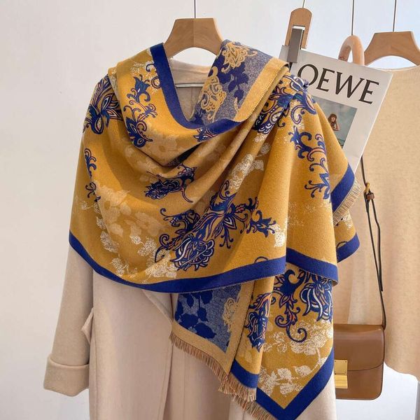 

korean style shawl fashionable versatile warm student scarf imitation cashmere long double sided womens winter, Blue;gray