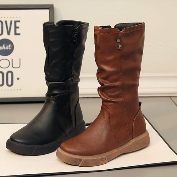 

women thigh high boots women modern boots zippers outdoor female casual platform shoes ladies leather long boots botines mujer for girls par, Black