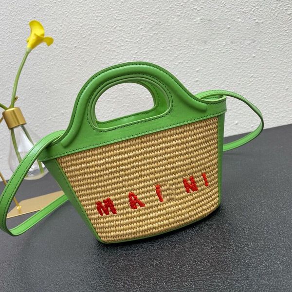 

designer bag summer women's fashion woven in knitting crochet bag marn1 straw bucket bag luxury casual barrel-shaped tote shoulder bags