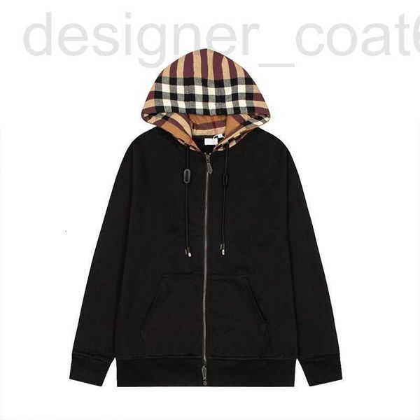 

womens jackets designer our b family plaid hooded zipper cotton terry original style american sweater, Black;brown