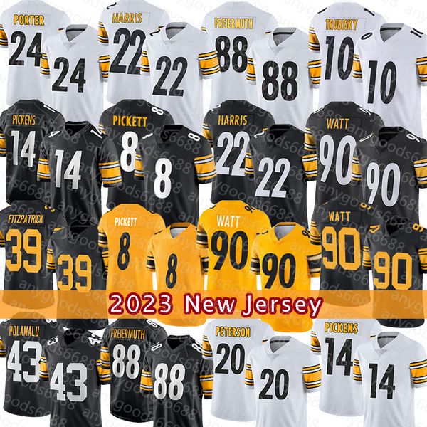 

kenny pickett najee harris football jersey t.j. watt pittsburghs steelers george pickens minkah fitzpatrick pat freiermuth joey porter jr. p, Black;red