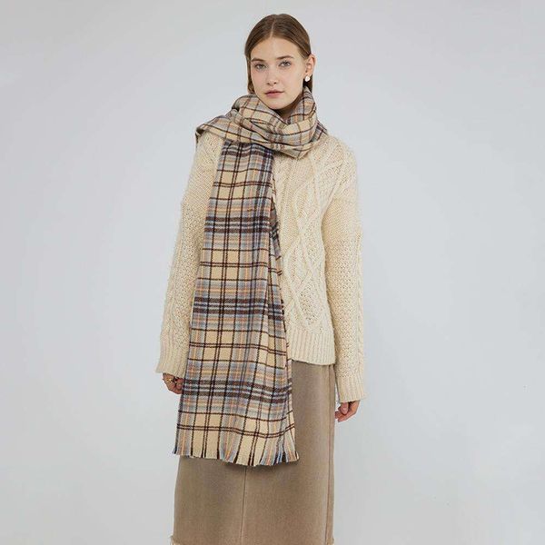 

acne plaid scarf womens autumn and winter style korean version of the warm imitation cashmere striped shawl, Blue;gray