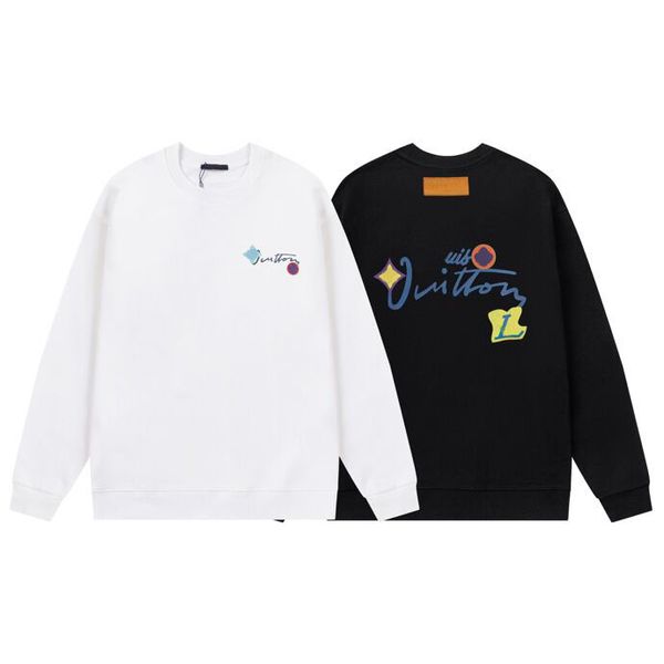 

2023s new round neck sweater pullover loose shoulder drop all cotton printed sweater letter pattern luxurious and low key n1138, Black;brown