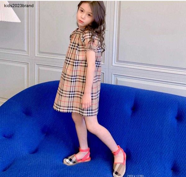 

designer girl dress baby girls princess dress spring fall kids plaid long sleeve dresses turn-down children collar skirts, Red;yellow