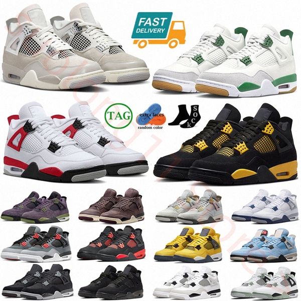 

jumpman 4 black cat 4s j4 basketball shoes frozen moments thunder red cement pine green midnight navy seafoam craft pn dust military seafoam