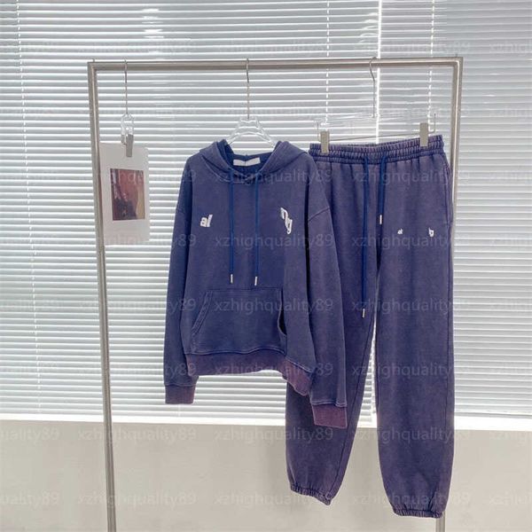 

designer tracksuit women sweatshirt and sweatpants set vintage gradient wash hoodie sweater casual looses pring pants fashion two piece set, Gray