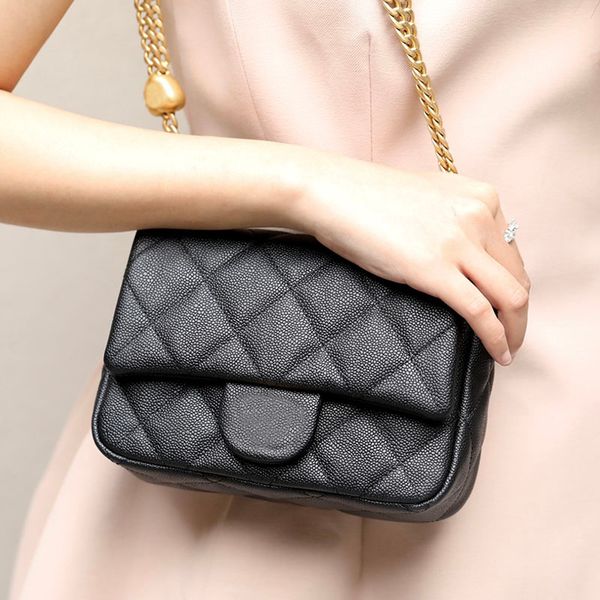 

10a r bags 20cm luxury brand classic flap purse caviar leather lady handbags c004