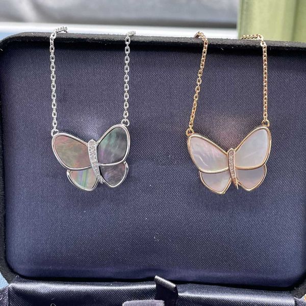 

Designer Four-leaf clover Necklace Luxury Top Big Butterfly for Women Plated with 18k Gold Rose Collar Chain Natural Fritillaria Van Clee Accessories Jewelry