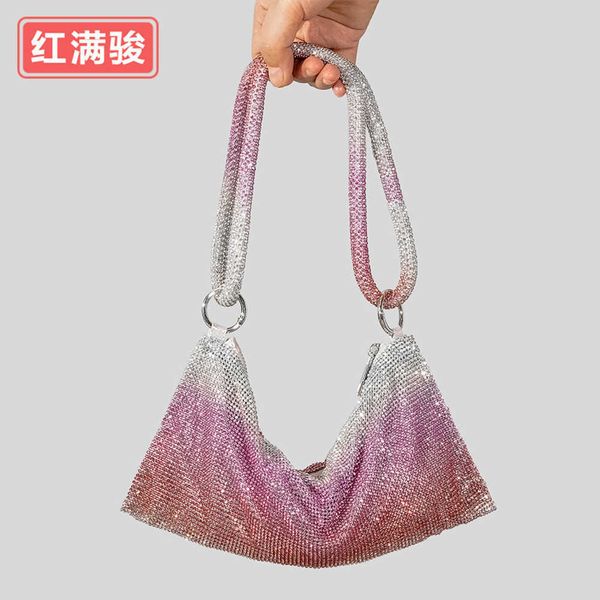 

shiny handmade diamond embellished rhinestone bag for women bling gradual dinner single shoulder bag advanced light luxury handbag 230902