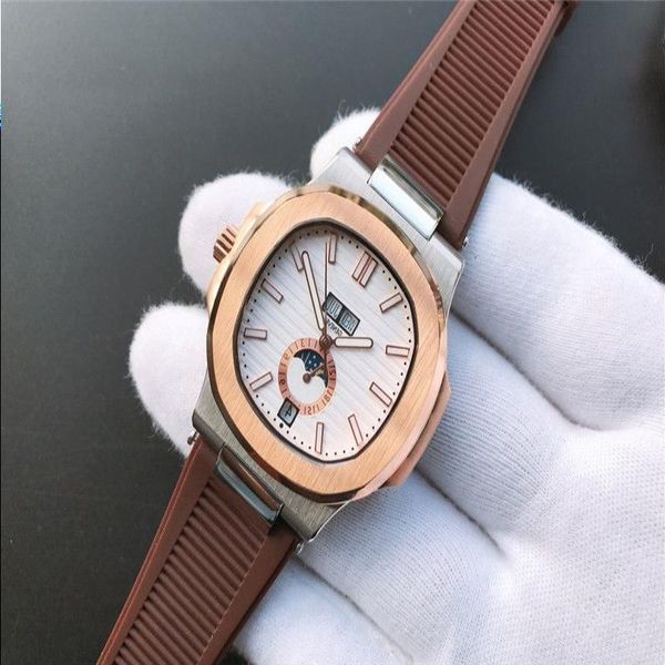 

luminous mens movement watch automatic 40mm resistant wristwacth kinetic lusso steel designer water 2022 bracelet master calendar watch tvfb, Slivery;brown