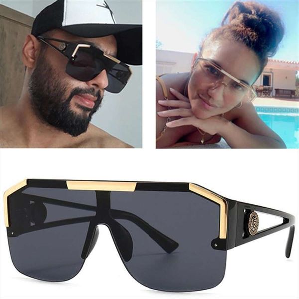 

lion head one piece sunglasses trendy large framed womens personalized hollowed out legs, White;black