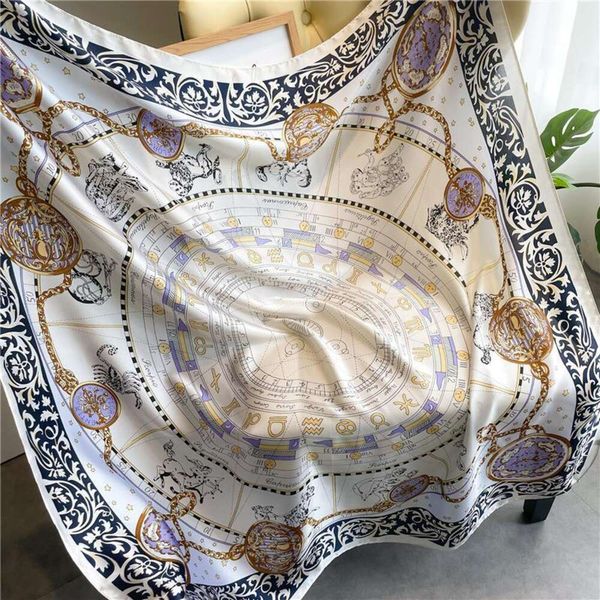

simple off white scarf plain and elegant womens imitation silk sunblock shawl, Blue;gray