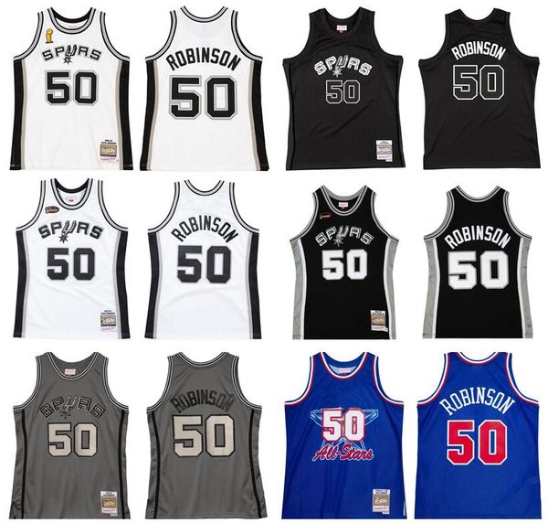 

david robinson basketball jersey s-6xl mitchell & ness 1998-99 2002-03 finals mesh hardwoods classics men women kids retro jersey, Black;red