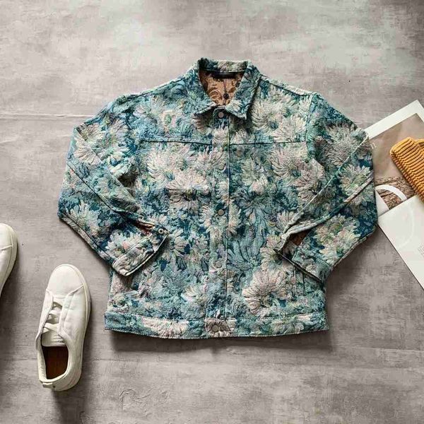 

flower jacquard embroidered denim jackets men women baseball jacket 1v designer jacket men's denim coat luxury clothing, Black;brown