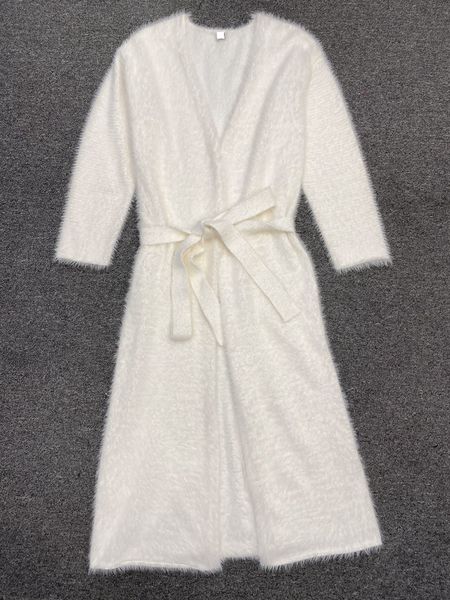 

toteme fur furry cardigan long jacket coat, White;black