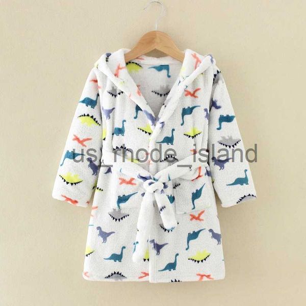 

pajamas warm soft children flannel pajamas new boys dinosaur robe autumn winter kids bathrobe baby girl homewear child sleepwear 2-8year x09, Blue;red