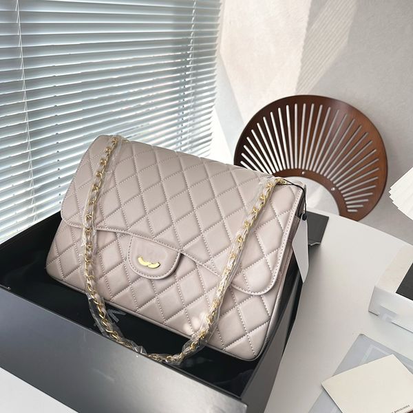 

cf large 30cm womens shoulder bag lambskin flap diamond hardware metal buckle luxury handbag matelasse chain diagonal shoulder bag large cap
