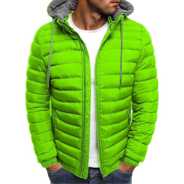 

men's korean casual solid color warm cotton jacket trendy men's hooded cotton jacket, Black
