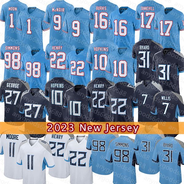 

deandre hopkins derrick henry football jersey jeffery simmons tennessees titans kevin byard treylon burks steve mcnair ryan tannehill warren, Black;red