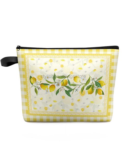 

totes summer lemon pastoral style travel cosmetics bag portable women's large capacity zipper makeup organizer storage clutchstylishhan