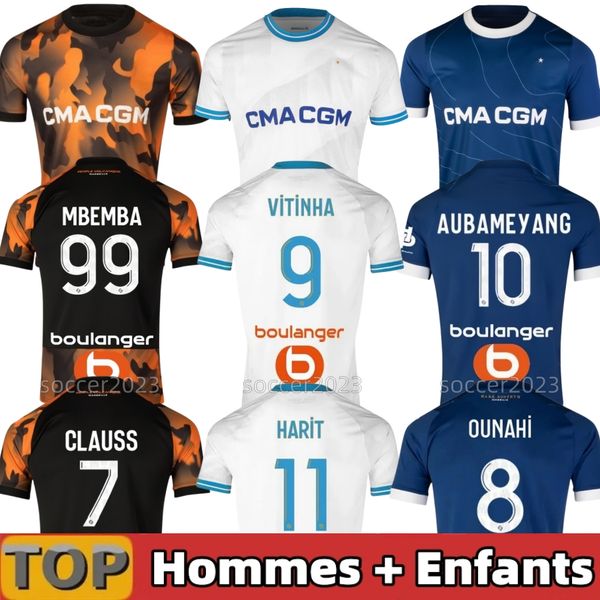

4xl 23 24 aubameyang soccer jerseys 2023 2024 guendouzi veretout under harit maillot foot clauss payet football shirts men kids fans player, Black;yellow