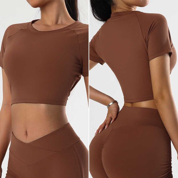 

lu lu lemon women's t-shirt women's gym t-shirts short sleeve yoga clothing athletic shirt female running tank gym crop sportswe