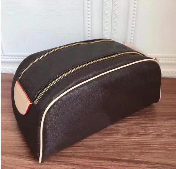 

designer women designer bag washbag bags womens lady lether double zipper makeup bag large capacity cosmetic bags toiletry bag classic women