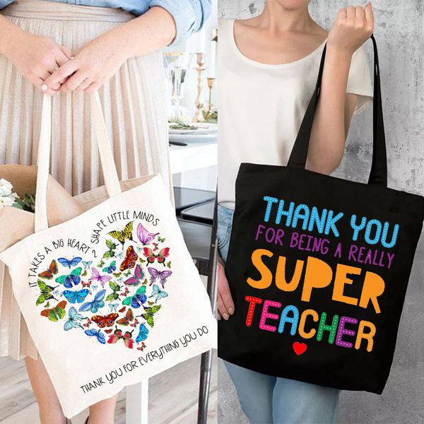 

shopping bags thank you for being a really super teacher tote bag appreciation gifts shopper gift 230901
