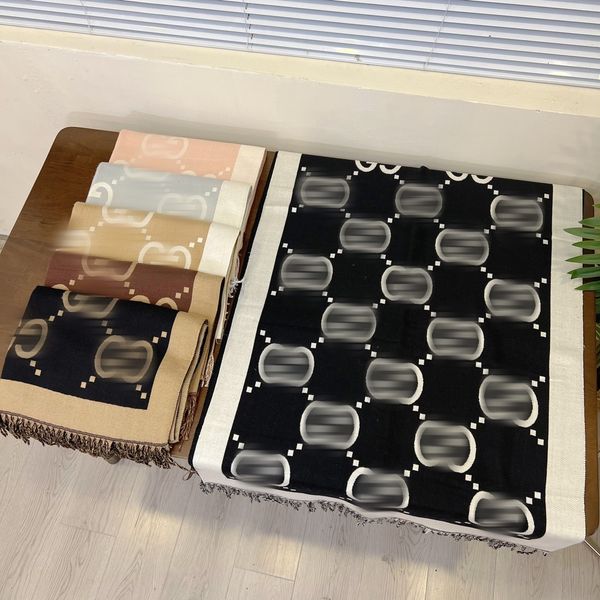 

knit scarf set for men women winter wool fashion designer cashmere shawl ring luxury plaid check cotton scarf square headscarf double sided, Blue;gray