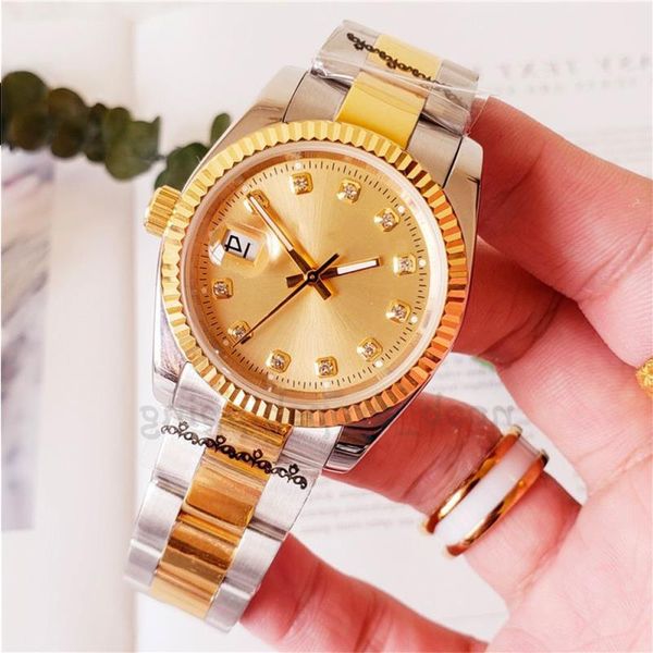 

couple with mens automatic dress waterproof 31mm/28mm wristwatches box sapphire watch diamonds mechanical quartz watches luxury watch 4 onek, Slivery;brown