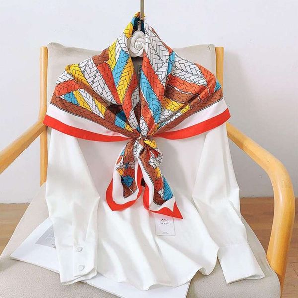 

fashionable scarf silk big square towel leisure travel sunblock, Blue;gray