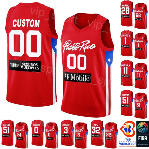 

printed puerto rico basketball 2023 world cup 32 chriser ortiz jersey 00 john holland 12 aleem ford 41 arnaldo toro barea 3 howard 1 george, Black;red