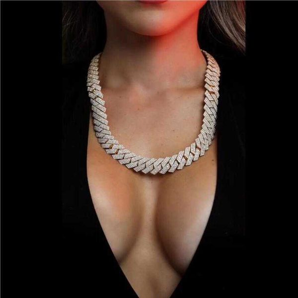 

sexy16mm micro pave vvs moissanite iced out cuban link chain pass diamond tter 925 sterling sier men luxury cuban necklace, Silver